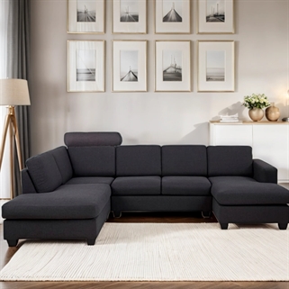 Aalborg U-sofa mørkegrå |  277 Cm